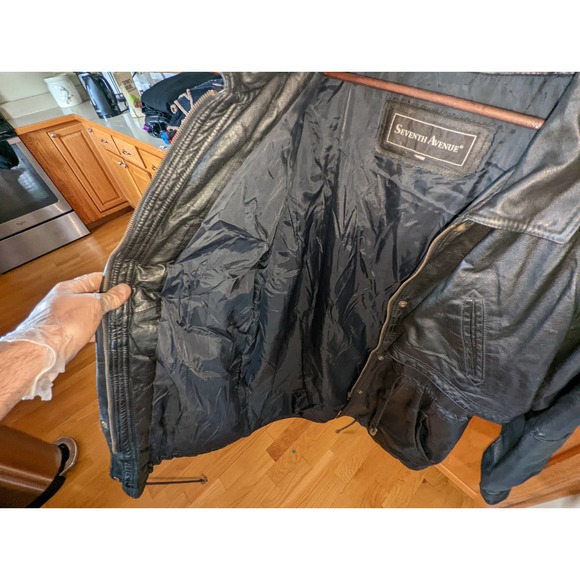 Vintage cincher seventh Avenue leather jacket black trench coat Women size L - Picture 4 of 16